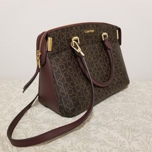 Calvin Klein Brown/Burgundy Satchel Handbag NWOT